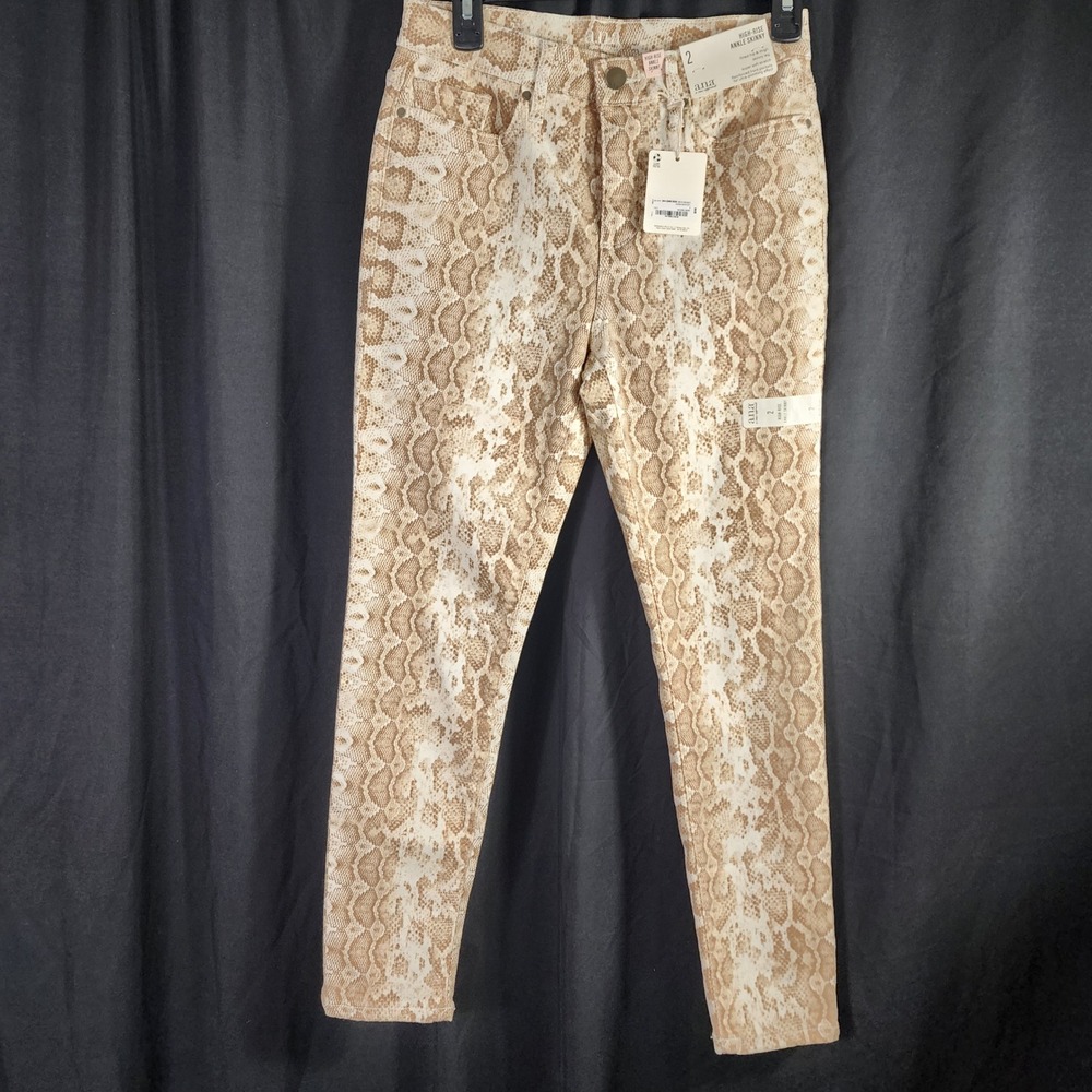 ANA A New Approach High Rise Ankle Skinny Jeans Snake Print Size 2 BOHO